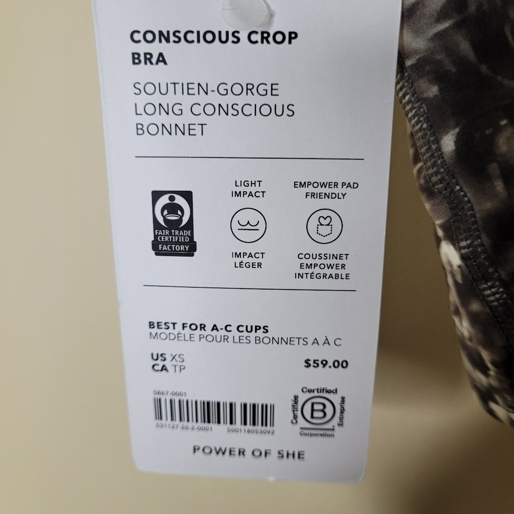 Athleta Conscious Crop A-C Bra Size XS NWT - Picture 10 of 10